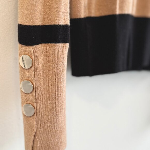 Zara Camel Tan Striped Fine Knit Sweater - Picture 4 of 5